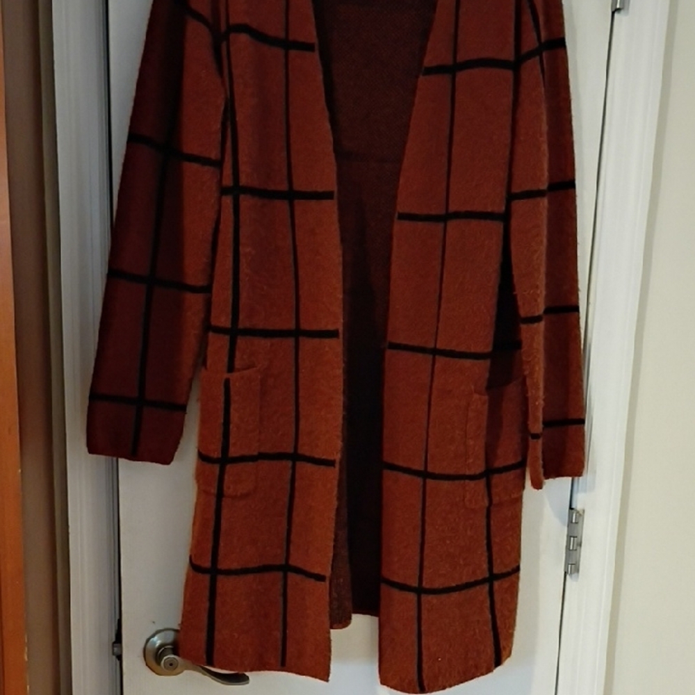 Fortune & Ivy Rust Sweater Coatigan, L - Picture 3 of 7
